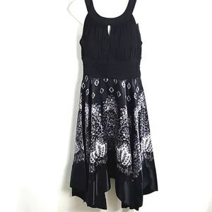 Melrose Social Cocktail/Prom Midi-Dress, Black & White, Flowy Skirt, Size 12